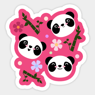 Kawaii Panda Faces Sticker